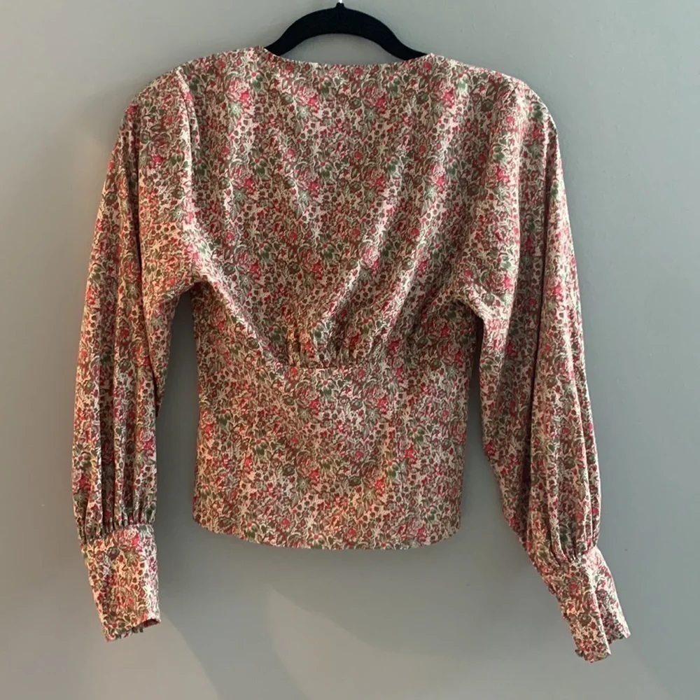 TOPSHOP Floral Cottagecore Victorian Button Up Corset Cropped Blouse Size 2 - Picture 5 of 7